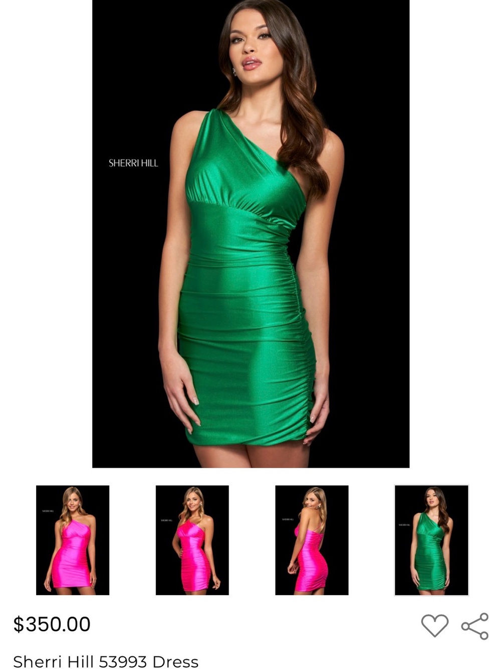 Sherri Hill Emerald One-Shoulder Bodycon Dress